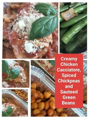 Creamy Chicken Cacciatore, Spiced Chickpeas & Sauteed Green Beans