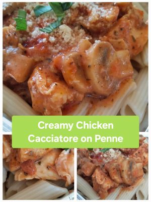 Creamy Cacciatore Chicken on Penne