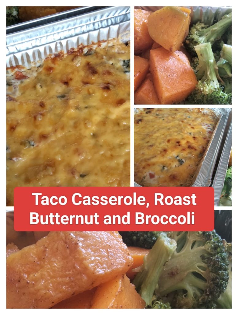 Taco Casserole with Roast Butternut and Broccoli